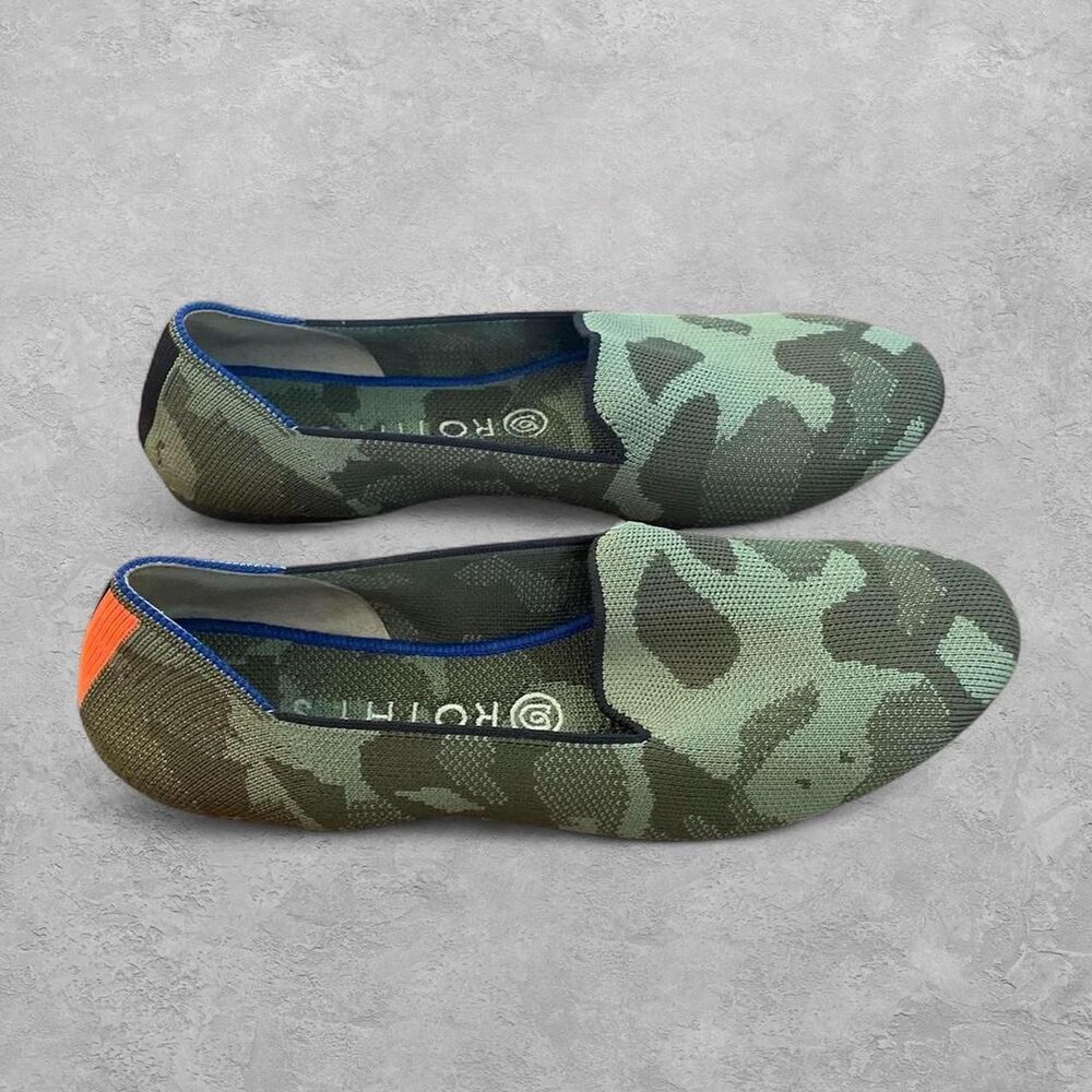 Rothy's The Loafer Green Camo Knit Flats Womens 9 Office Siren Preppy